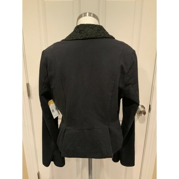 Free People Black Jacket W/ Floral Lace Lapel, Size Large - Picture 7 of 9
